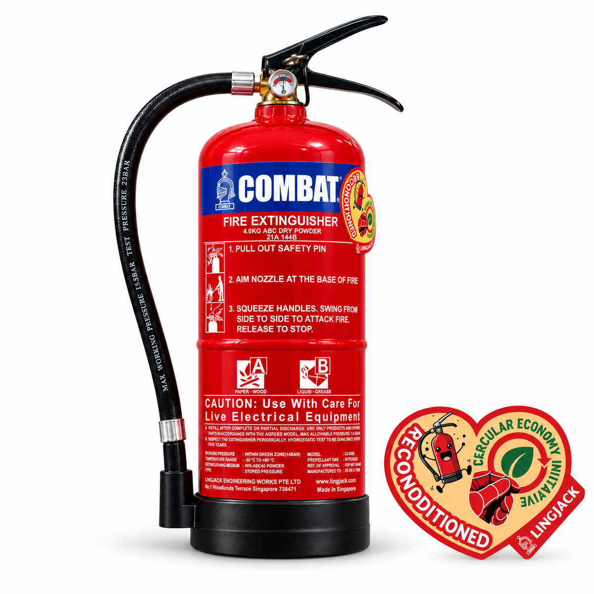 ABC Stored Pressure Fire Extinguisher (4kg) (Reconditioned)