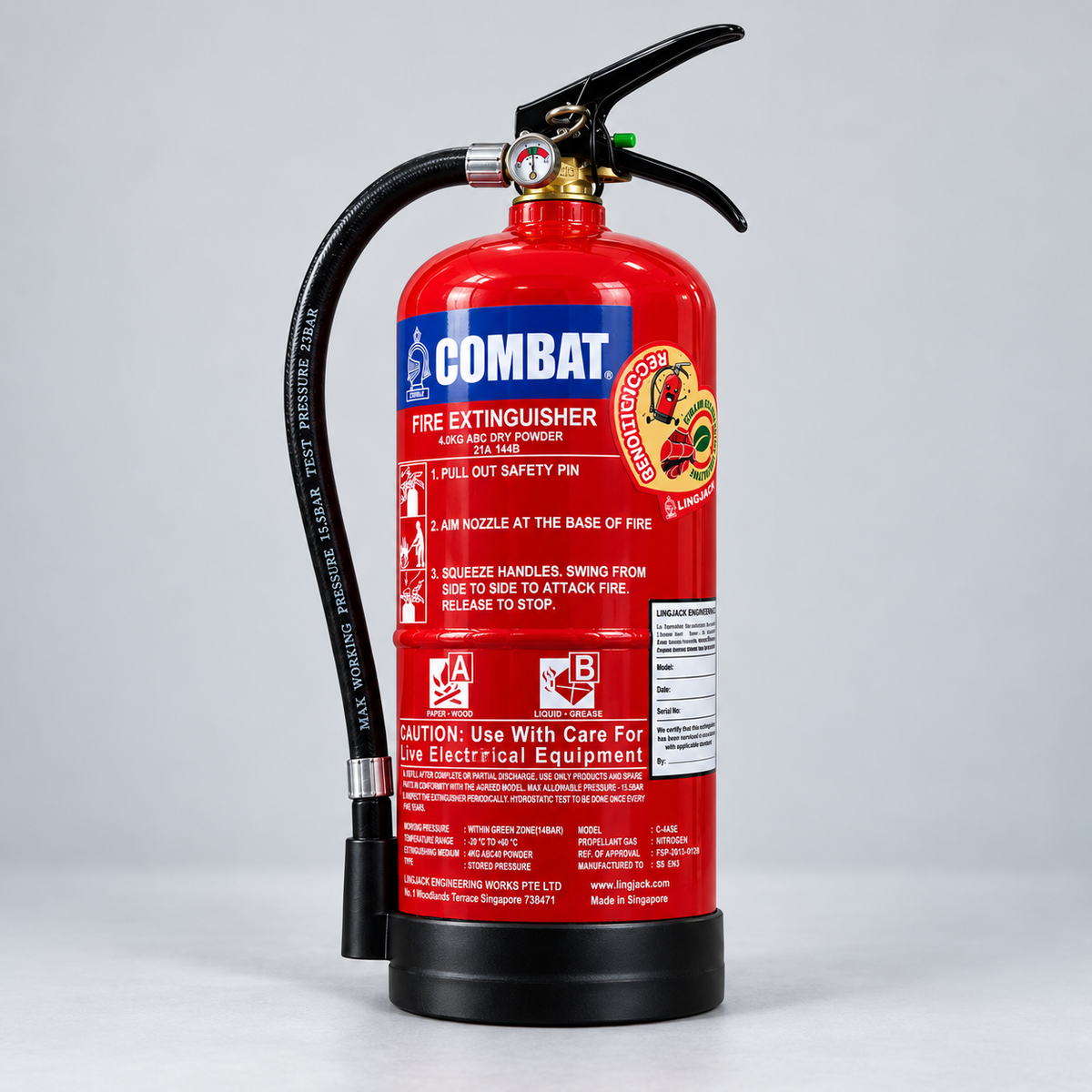 ABC Stored Pressure Fire Extinguisher (4kg) (Reconditioned)
